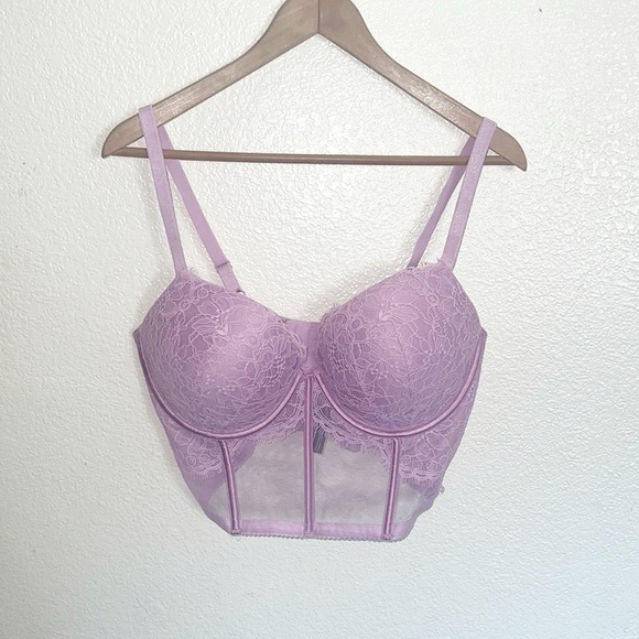 Victoria's Secret Other - Victoria’s Secret Lavender Purple Lace Corset Style Very Sexy Push Up Bra